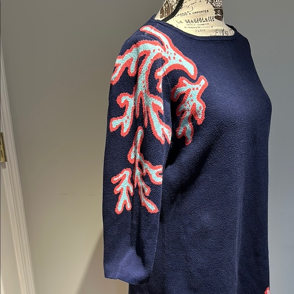 Lily Pulitzer Navy Blue Sweater Dress with Coral Accents—Cotton—Size XL - Picture 4 of 8